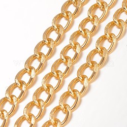Алюминиевые скрученные бордюрный цепи, цепи с алмазной огранкой, с катушкой, несварные, граненые, золотые, 10x6.5x1.8 мм, около 16.4 фута (5 м) / рулон