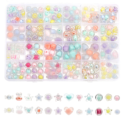 Chgcraft 193 pièces 24styles couleur macaron perles acryliques transparentes perle en perle y compris bonbons lapin rond amour coeur perle pour bracelets fabrication de bijoux charme artisanat