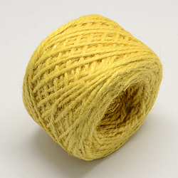 Cordón de yute, cuerda de yute, hilo de yute, 2 capa, para la fabricación de la joya, amarillo, 2mm, alrededor de 54.68 yarda (50 m) / rollo, 35 rollos / bolsa