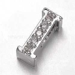 Platiniert messing micro pave zirkonia brief dia charme, letter.i, 9.5x4x4.5 mm, Bohrung: 4.5x1.5 mm