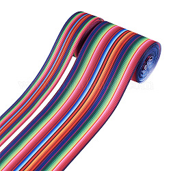2 rouleau 2 style ruban gros-grain en polyester imprimé à rayures, pour les accessoires de bricolage bowknot, couleur mixte, 1 rouleau / style