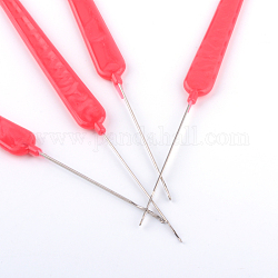 Железо крючки с пластмассовой ручкой покрыты, малиновый, 144~146x12x3.5 мм, штифты : 1 мм, около 50 шт / упаковка