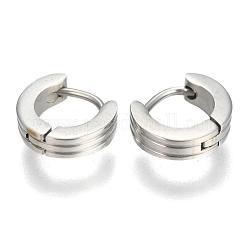 Personalized Unisex 304 Stainless Steel Huggie Hoop Earrings, Thick Hoop Earrings, Silver Color Plated, 9x9~10x2.5~3mm, Pin: 0.5mm