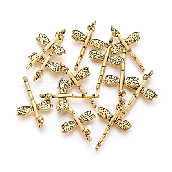 Tibetan Style Alloy Pendants, Dragonfly, Antique Golden, Lead Free & Cadmium Free, 37x23.5x3.5mm, Hole: 2mm