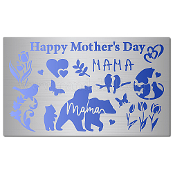 GORGECRAFT Happy Mother's Day Metal Stencil Flowers and Hearts Journal Wood Burning Stencils Animals Template Stainless Steel Reusable Stencils for Painting DIY Decorations Card Making Scrapbooking