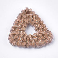 Colgantes de la resina, patrón de mimbre tejido de imitación, triángulo, camello, 24x25.5x4mm, agujero: 1.8 mm