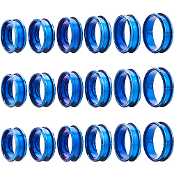 SUNNYCLUE 18Pcs 6 Size 304 Stainless Steel Grooved Finger Ring Settings, Ring Core Blank, for Inlay Ring Jewelry Making, Blue, US Size 6 1/2~13(16.9~22.2mm), 3Pcs/size
