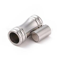 304 Stainless Steel Magnetic Clasps with Glue-in Ends, Column, Stainless Steel Color, 18x8mm