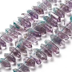 Natural Amethyst Beads Strands, Dyed, Faceted, Double Terminated Pointed/Bullet, 15.5~33x9.5~11x9~10mm, Hole: 2mm, about 34~37pcs/strand, 16.34~16.73 inch(41.5~42.5cm)