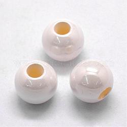 Perles européennes en plastique ABS d'imitation perle, perles de rondelle avec grand trou , nacré, blanc, 12x10mm, Trou: 5mm, environ 500 pcs / sachet 