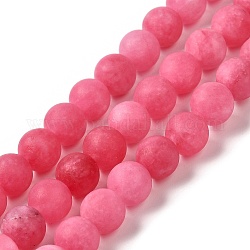 Naturali tinti perle di giada fili, smerigliato, tondo, rosa caldo, 8~8.5mm, Foro: 1 mm, circa 47~48pcs/filo, 14.69''~14.96'' (37.3~38 cm)