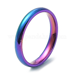 Placcatura ionica (ip) 304 anello a fascia piatta in acciaio inossidabile, colore arcobaleno, formato 7, diametro interno: 17mm, 3mm
