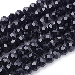 Fili di perle di vetro rotonde sfaccettate (32 sfaccettatura)., nero, 6mm, Foro: 1.2 mm, circa 88~91pcs/filo, 19.49 pollice ~ 20.08 pollici (49.5~51 cm)