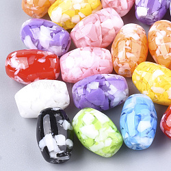 Perles en résine, imitation de copeaux de pierres précieuses, ovale, couleur mixte, 15~15.5x11mm, Trou: 1.8mm