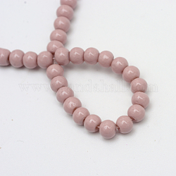 Painted Glass Bead Strands, Baking Paint, Round, Rosy Brown, 10mm, Hole: 1.3~1.6mm, about 80pcs/strand, 31.4 inch