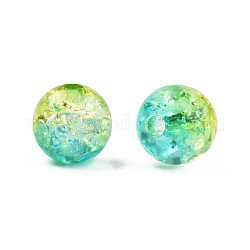 Perles en acrylique transparentes craquelées, ronde, vert jaune, 8x7.5mm, Trou: 1.8mm, environ 1700pc / 500g