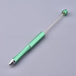 Plastic Beadable Pens, Shaft Black Ink Ballpoint Pen, for DIY Pen Decoration, Pale Green, 157x10mm, The Middle Pole: 2mm
