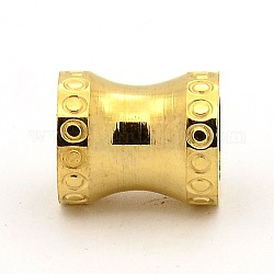 Шарики из нержавеющей стали, колонка с большими отверстиями, ионное покрытие (IP), золотые, 12x10 мм, отверстие : 6 мм