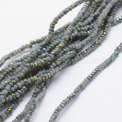 Electroplate Glass Beads Strands, Imitation Jade, Half Plated, Faceted, Rondelle, Gainsboro, 2.5x1.5mm, Hole: 0.5mm, about 197~201pcs/strand, 12.9 inch(33cm)