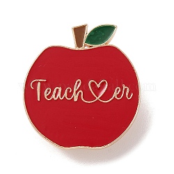 Broches en alliage d'or léger, placage de support à thème de la journée des enseignants, épingles en émail, pomme, 27.5x25x1.5mm