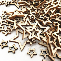 Tranches de disques en forme d'étoile en bois non fini, morceaux de bois pour l'artisanat d'embellissement de bricolage, papayawhip, 1 cm, 100 pièces / kit