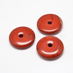 Natural Grade AA Red Jasper Pendants, Donut/Pi Disc, Donut Width: 17mm, 37~40x7~10mm, Hole: 6~8mm