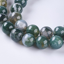 Chapelets de perles en agate mousse naturelle, ronde, 8mm, Trou: 1mm, Environ 46 pcs/chapelet, 14.7 pouce (37.4 cm)
