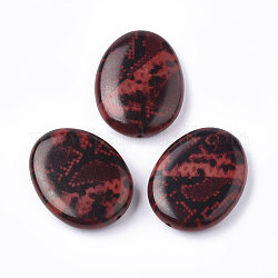 Perles acryliques imprimées, ovale, rouge foncé, 30x23.5x7mm, Trou: 1.5mm, environ 123 pcs/500 g