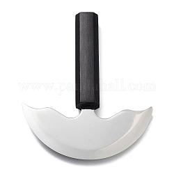Couteau de maroquinerie en acier, avec manche en bois, couleur inoxydable, 15.3x12.5x1.85 cm