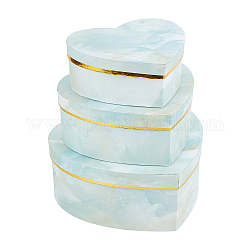 Scatole di gioielli in cartone di carta modello di struttura in marmo, cuore, melata, 21.3x19.8x9.05cm, 18.5x16.6x7.6cm, 15.6x13.9x6.3cm, 3 pc / set
