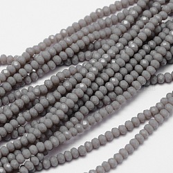 Chapelets de perles en rondelles facettées en verre, grises , 2.8~3x2mm, Trou: 0.8mm, Environ 165~169 pcs/chapelet, 15.7~16.1 pouce (40~41 cm)