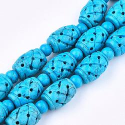 Dyed Synthetical Turquoise Barrel Bead Strands, Deep Sky Blue, 12x19mm, Hole: 2.5mm, about 15pcs/strand, 15.7 inch(40cm)