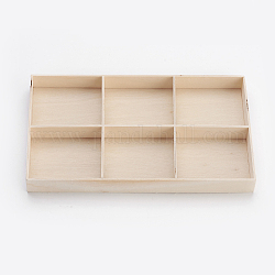 Caja de almacenamiento de madera, burlywood, 17x10x1.65 cm, 1 compartimento: 5.3~5.6x4.6~4.7cm, 6 compartimento / caja