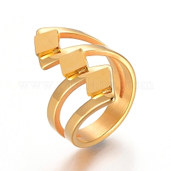 304 палец кольца из нержавеющей стали, широкая полоса кольца, золотые, Размер 7, 17 мм