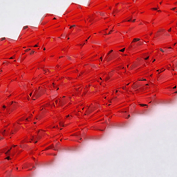 Imitate Austrian Crystal Bicone Glass Beads Strands, Grade AA, Faceted, Red, 5x5mm, Hole: 1mm, about 59pcs/strand, 11 inch