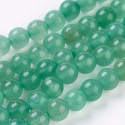 Chapelets de perles en aventurine vert naturel, ronde, vert clair, 6mm, Trou: 1mm, Environ 32 pcs/chapelet, 7.8 pouce