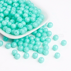 Fluorescent Acrylic Beads, Round, Light Blue, 8mm, Hole: 1.5mm, about 1700pcs/500g