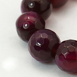 Natürliche Achat Perlen Stränge, gefärbt, facettiert, Runde, lila, 10 mm, Bohrung: 1 mm, etwa: 38 Stk. / Strang, 14.96 Zoll