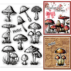 GLOBLELAND Retro Mushroom Clear Stamps Silicone Clear Stamp Plant Theme Seals for DIY Scrapbooking Journals Decorative Cards Making Photo Album DIY Craft