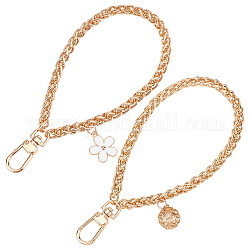 WADORN 2 Styles Purse Wristlet Chain Strap, 18.5cm Gold Wrist Strap for Wallet Handbag Clutches Chain Pearl Bead Hand Strap Wrist Lanyard for Key Keychain Coin Purse Cellphone