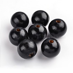 Des perles en bois naturel, sans plomb, teinte, ronde, noir, 29~30mm, Trou: 5mm