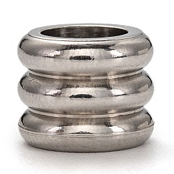 Perles en 201 acier inoxydable, Perles avec un grand trou   , rainuré, colonne, couleur inoxydable, 8x10mm, Trou: 6mm