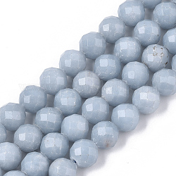 Hebras naturales de perlas de angelita, perlas de anhidrita, facetados, redondo, 7mm, agujero: 1 mm, aproximamente 55~56 pcs / cadena, 15.55 pulgada (39.5 cm)