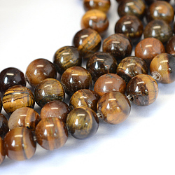 Klasse ab natürliche Perle rund Tigerauge Stränge, 4~4.5 mm, Bohrung: 1 mm, ca. 88 Stk. / Strang, 15 Zoll