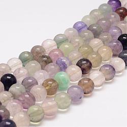 Chapelets de perles en fluorite naturelle, ronde, 12mm, Trou: 1mm, Environ 32 pcs/chapelet, 15.5 pouce