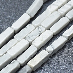 Natural Howlite Beads Strands, Cuboid, 12.5~13.5x3~5x3~4.5mm, Hole: 1mm, about 30~32pcs/strand, 15.1~15.9 inch(38.5~40.5cm)