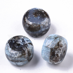 Perles en acrylique transparentes craquelées, deux tons, colonne, lumière bleu ciel, 20x14mm, Trou: 2.5mm, environ 126 pcs/500 g