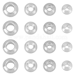 SUPERFINDINGS 80Pcs 4 Sizes Brass Flat Round Spacer Beads, Platinum, 5~7x2~4mm, Hole: 1~3.5mm, 20pcs/size