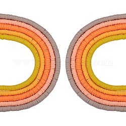 10 fili 5 colori perline di argilla polimerica fatte a mano ecologiche rotonde piatte, perline heishi a disco per la creazione di gioielli con collana hawaiana, arancione, 6x1mm, Foro: 2 mm, circa 380~400pcs/filo, 17.70'' (44.95 cm), 2 capi/colore