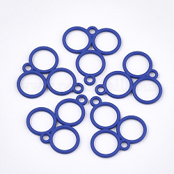 Rocíe enlaces de aleación pintadas, tres anillos, azul, 21x23x1.5mm, agujero: 2 mm